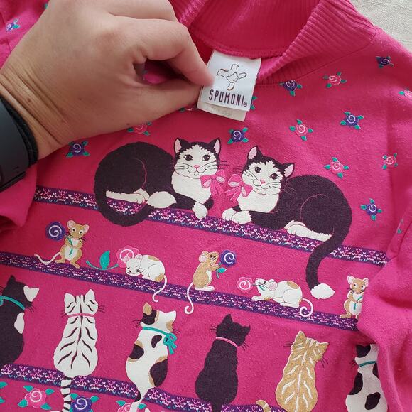 Vintage Spumoni Cats Pink Long Sleeve/Sweater 5t/6 - Picture 3 of 6